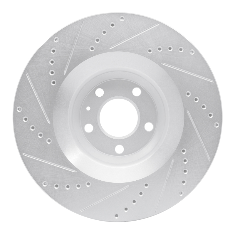 Audi A6 Brake Rotor (1) - Front Right - R1 Concepts - Drilled & Slotted - Silver - `05-`11